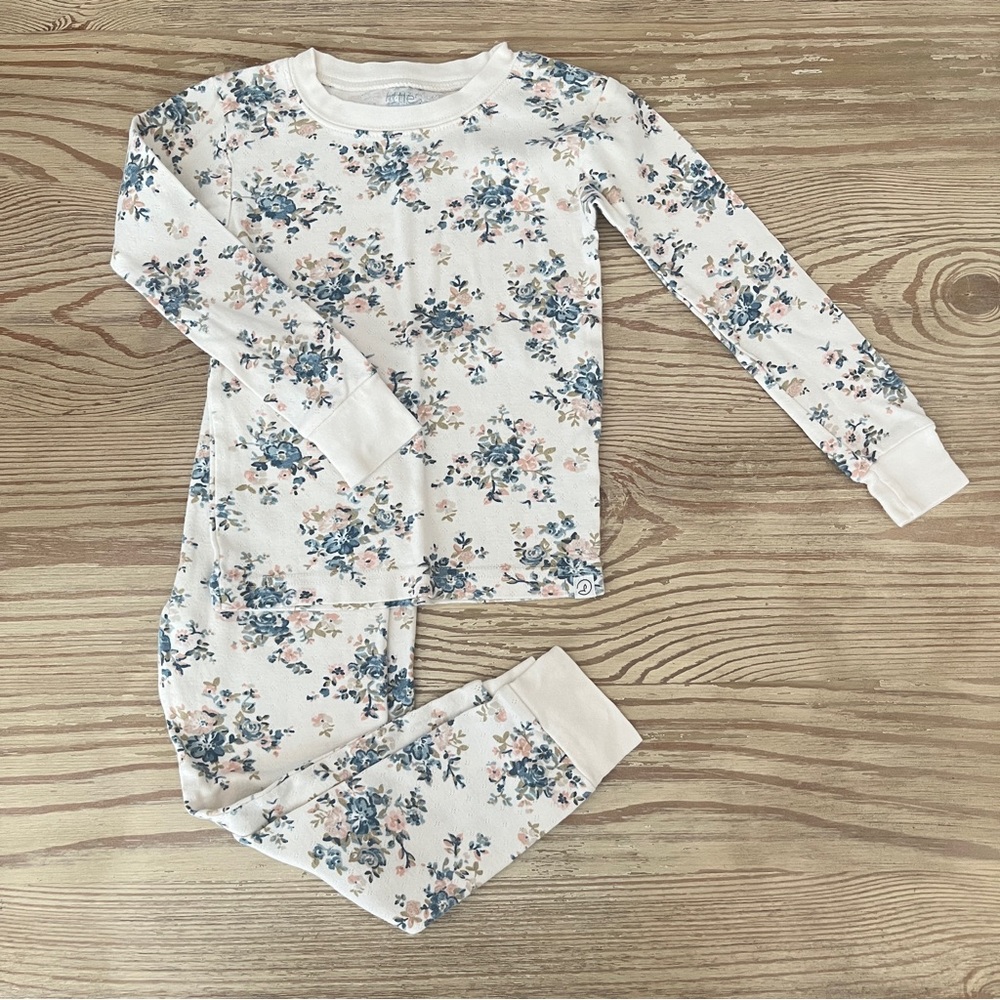 Little Planet by Carters Floral Kids Pajamas - Cream and Blue